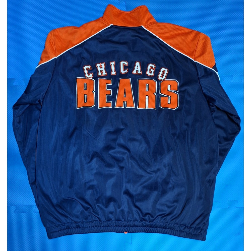 NFL Chicago Bears Zip Up Jacket Blue Orange Football Sports Coat Size XL Men's